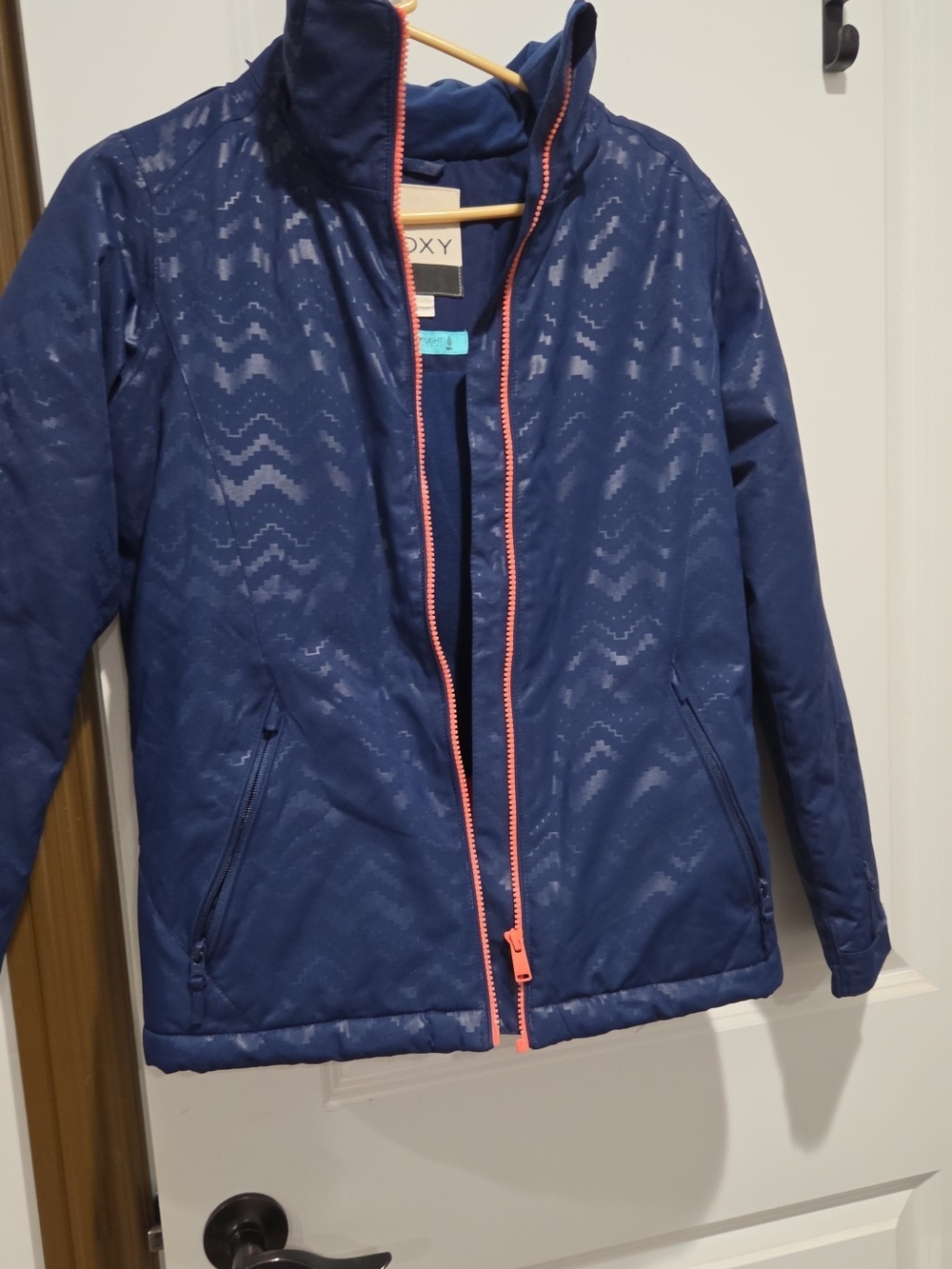 Roxy Navy Jacket with Coral Zipper Accent